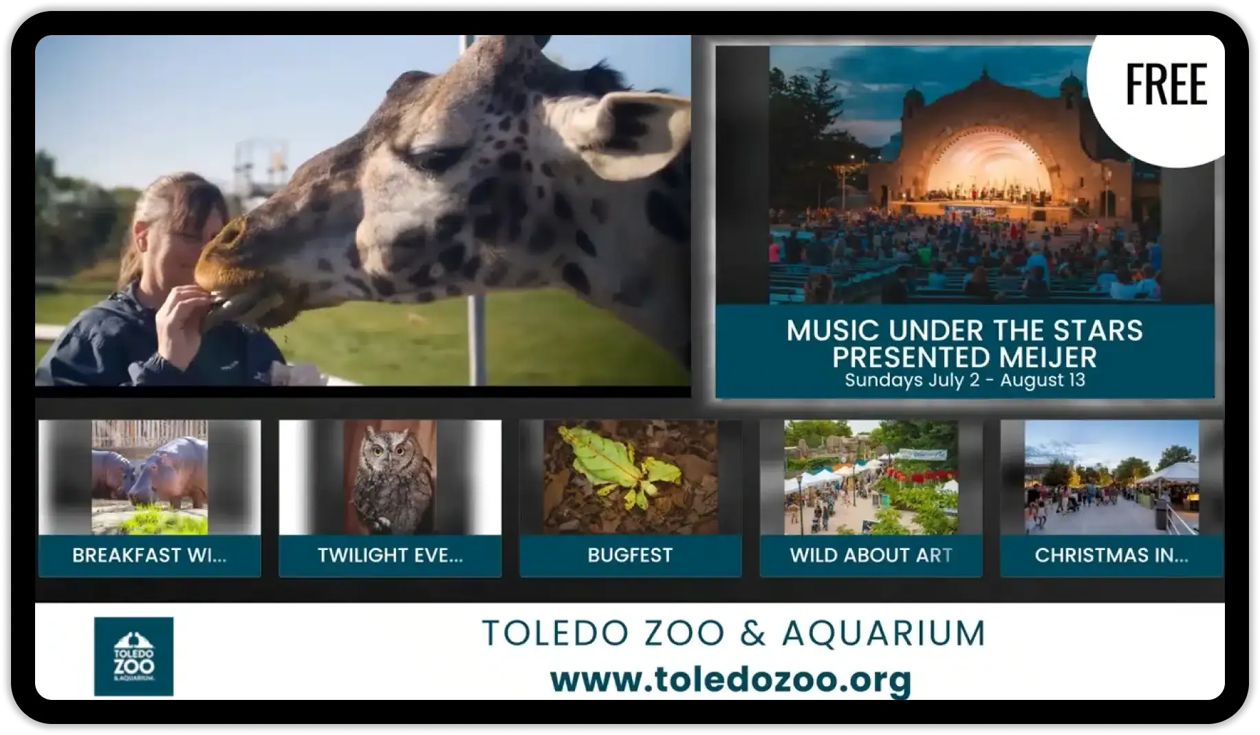 Screenshot of toledozoo.org webpage with event listings